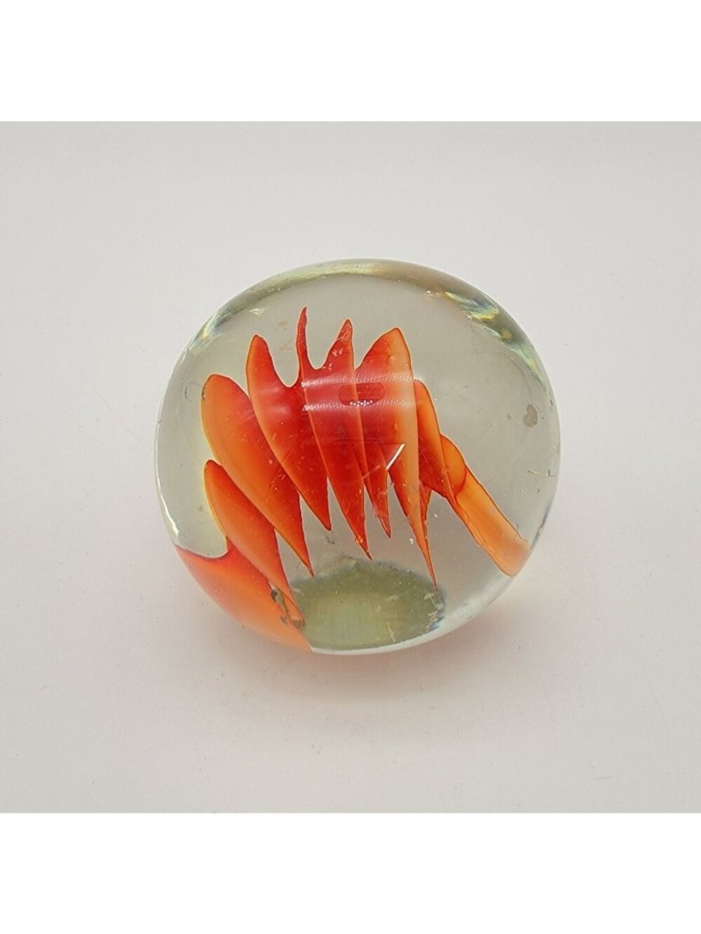 Orange Swirl Art Glass Paperweight